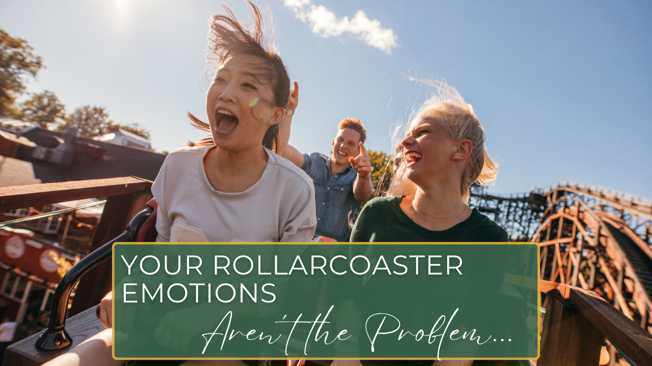 A multipassionate journaling at a desk with mood trackers, sticky notes, and a cup of tea, visually managing emotional highs and lows while staying creative and grounded.