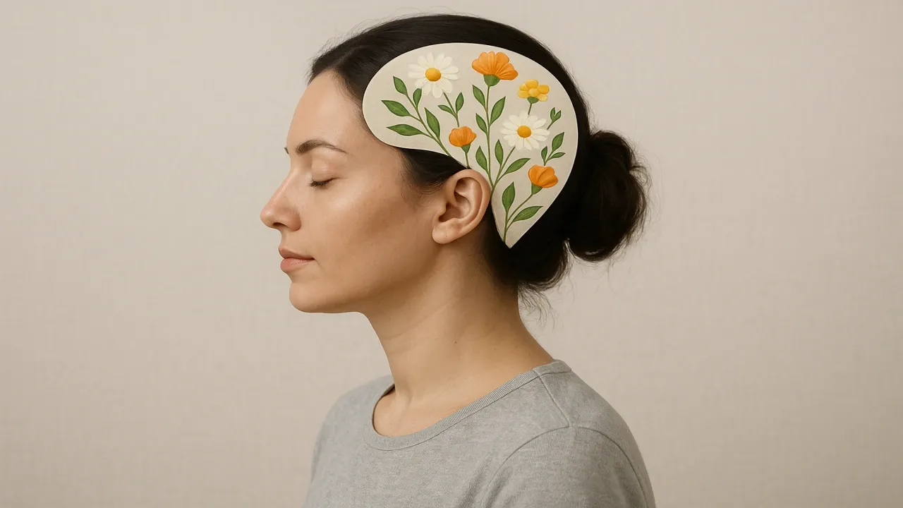 Anxiety hypnotherapy illustration showing a calm mind with growing flowers to represent retraining the mind.