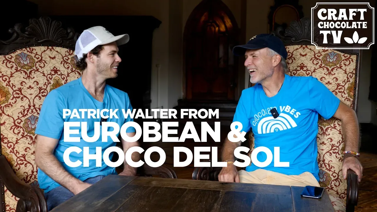 image of two men talkin with text reading "Patrick Walter From Eurobean & Choco Del Sol". 