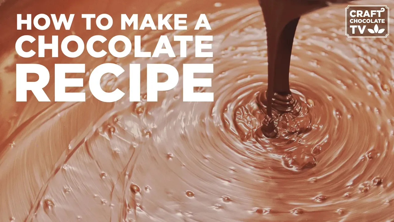 Image of liquid chocolate with the text "How to make a chocolate recipe".