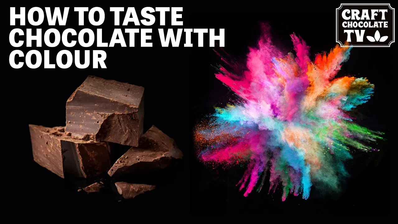 Image of chocolate and paint explosion with text reading "How to Taste Chocolate With Colour". 