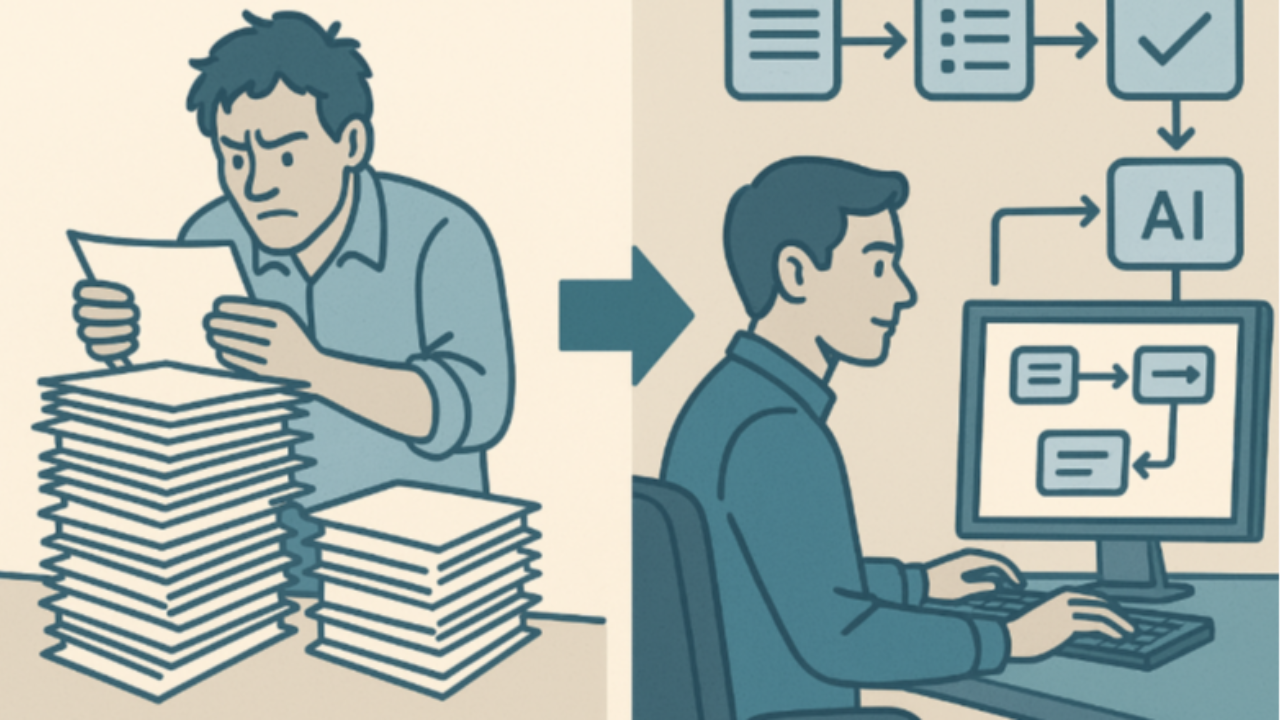Illustration representing AI integrated into business operations, symbolizing the shift from individual workflows to AI augmented operating systems.