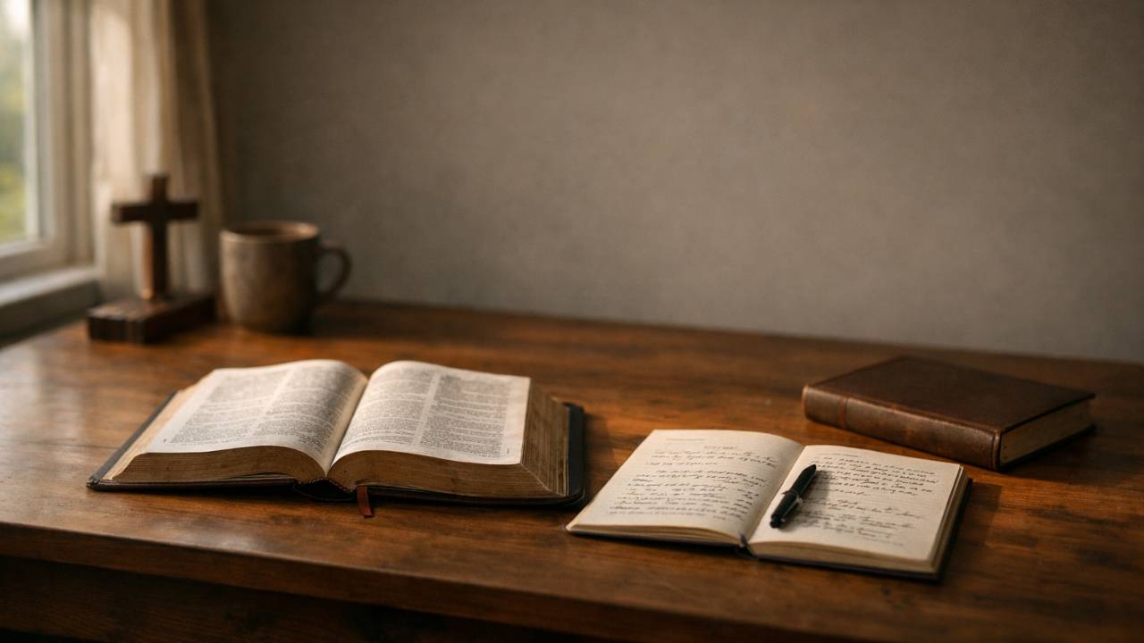 Open Bible and notebook on a desk symbolizing lifelong learning for pastors