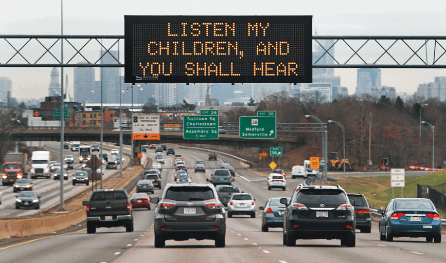 Listen my children and you shall hear - highway sign