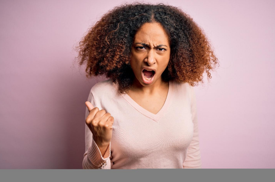 Woman reacting during perimenopause