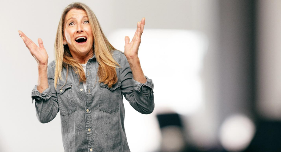 Woman reacting during perimenopause