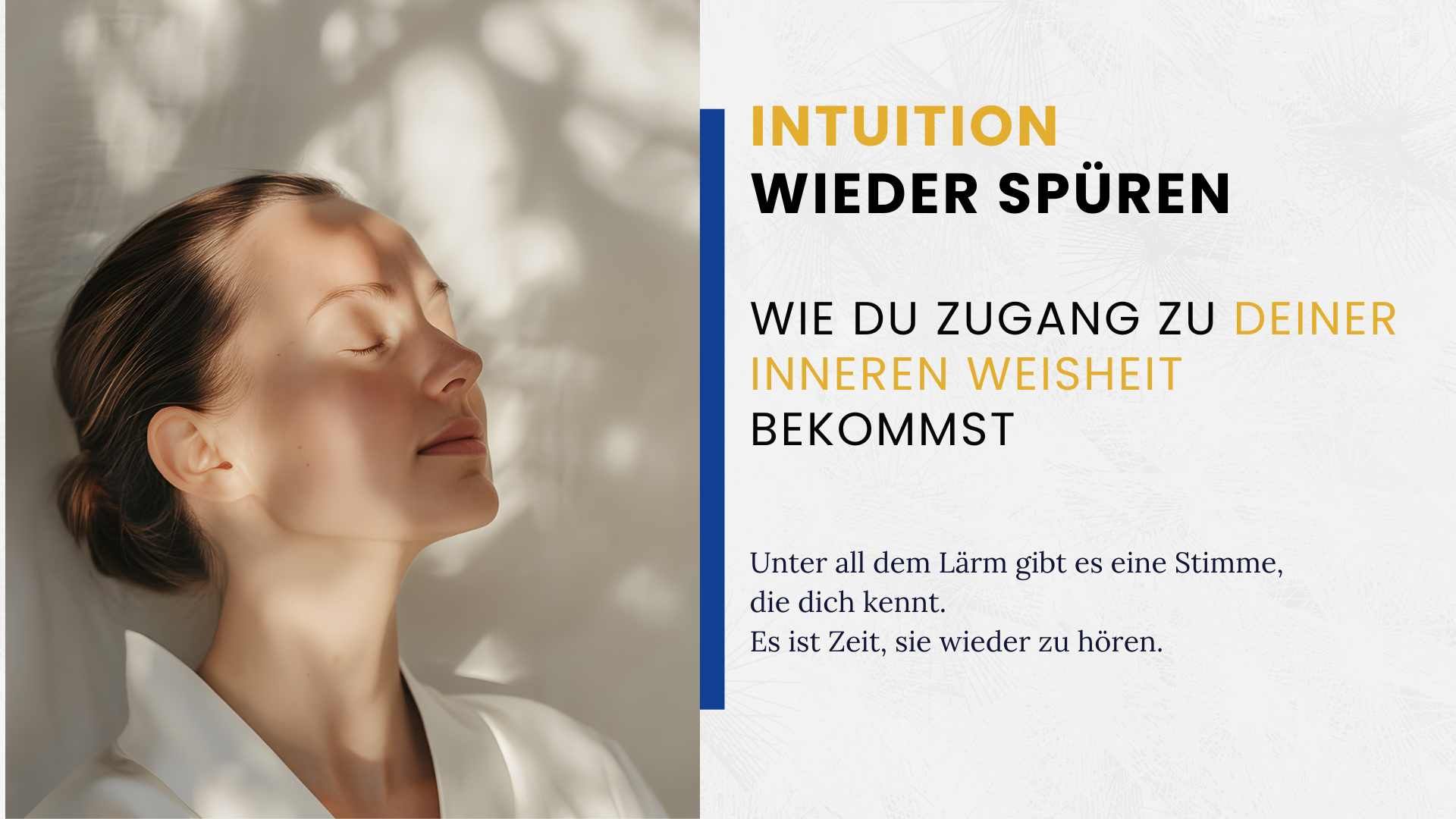 Sanftes Portrait einer Person mit geschlossenen Augen und einer Hand auf dem Brustbereich im warmen Licht. Symbol für Intuition, innere Weisheit und bewusste Selbstverbindung.