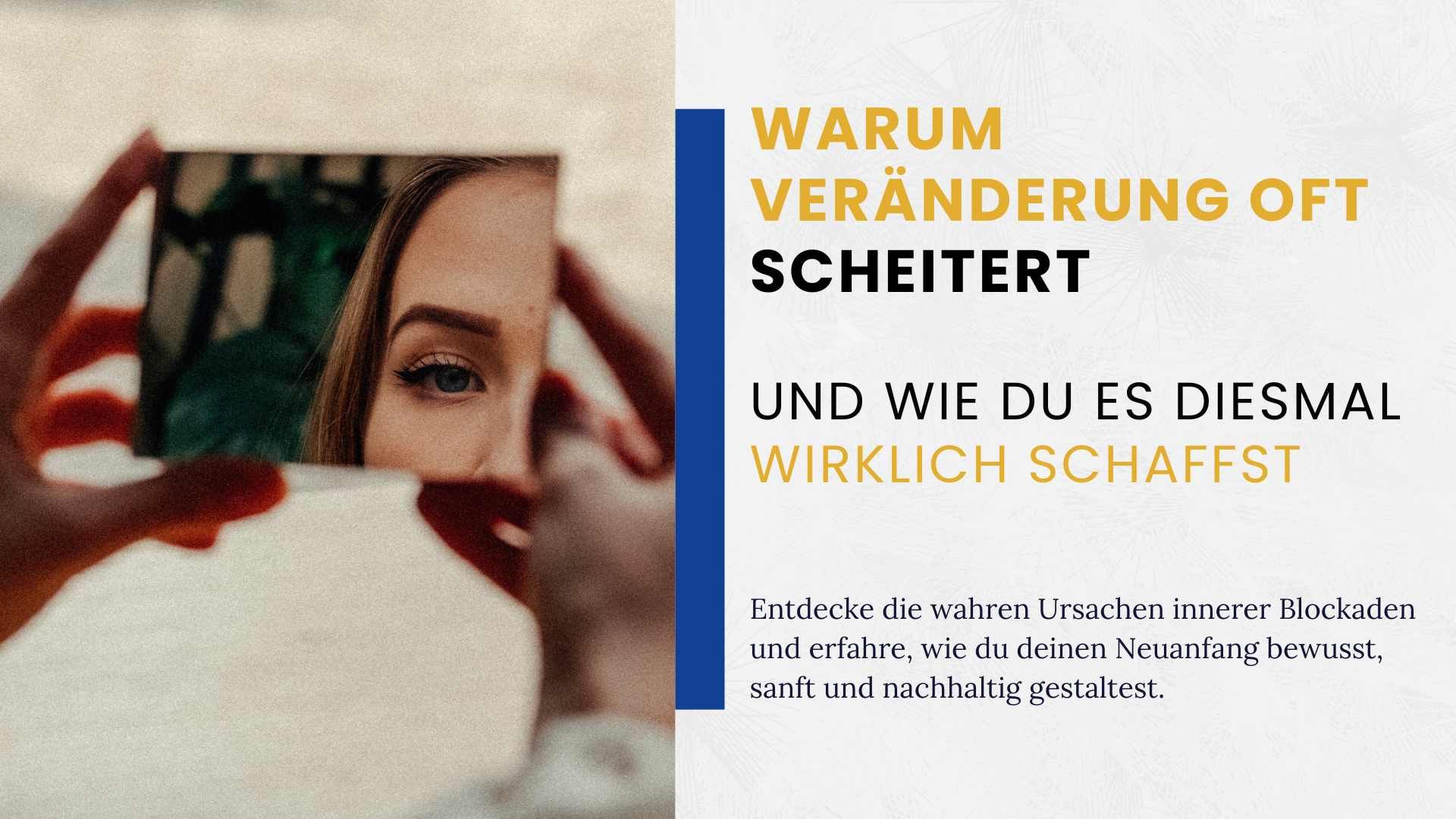 Reflexion eines Frauengesichts in einem kleinen Spiegel – Sinnbild für den Beginn persönlicher Veränderung