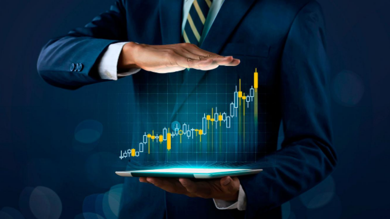 Gestión del riesgo en inversión con gráfico financiero en crecimiento