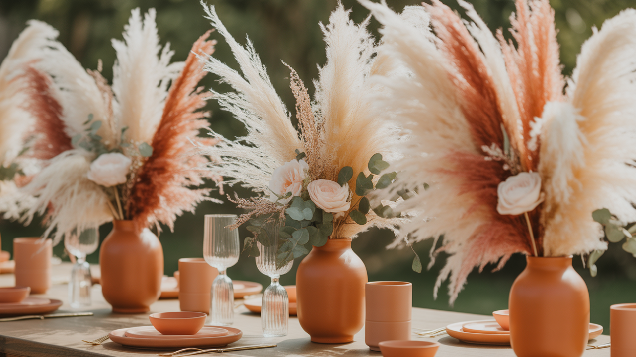 Terracotta and Pampas Grass Floral Themed Bridal Shower