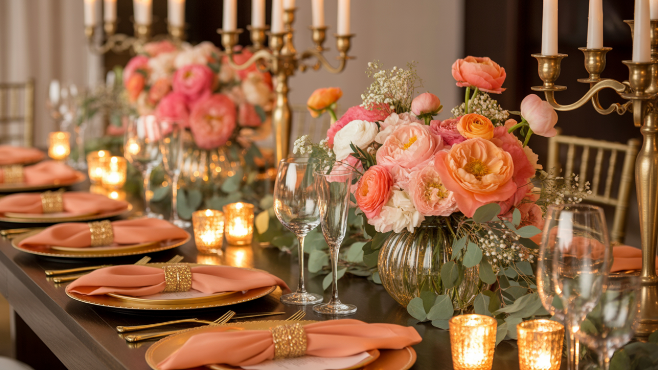 Stunning Coral and Gold Wedding Decor Ideas