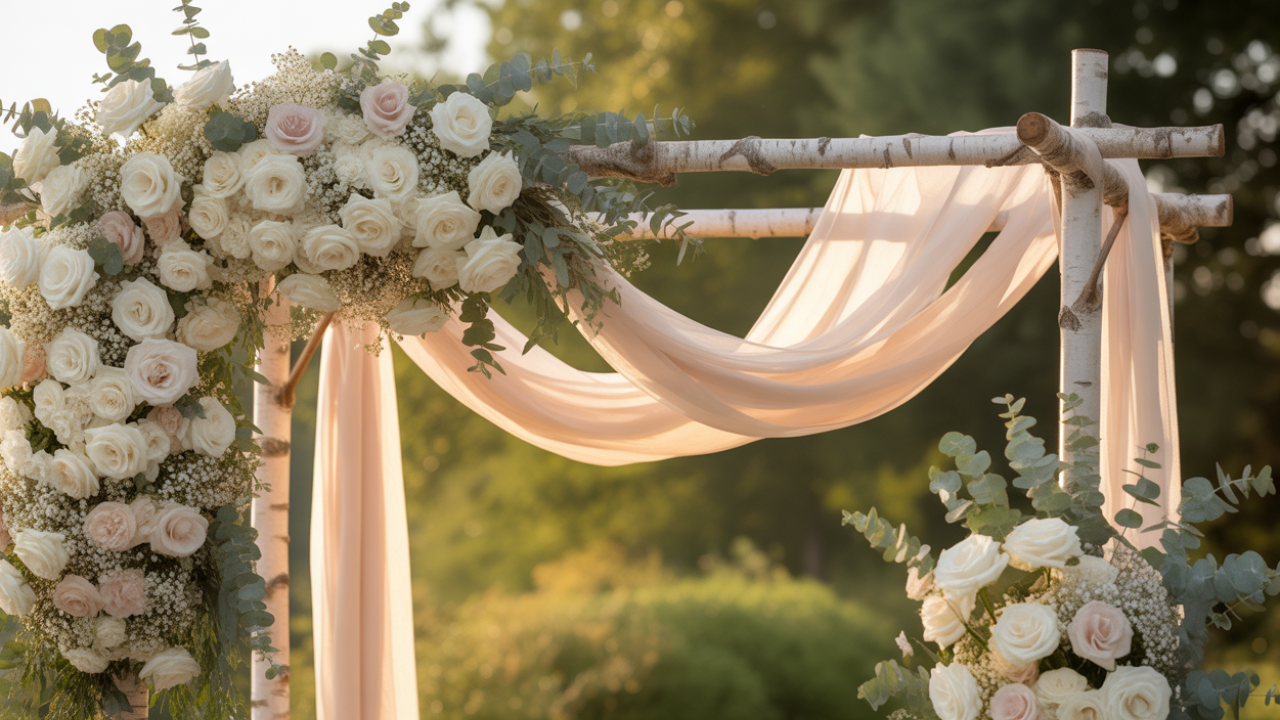 DIY Floral Hoop Wedding Ceremony Arch