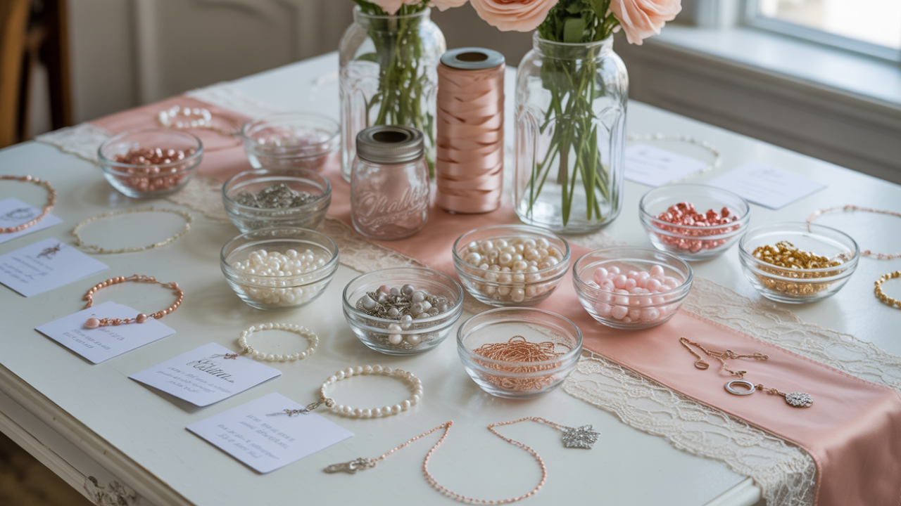 DIY Jewelry Making Station for a Bridal Shower