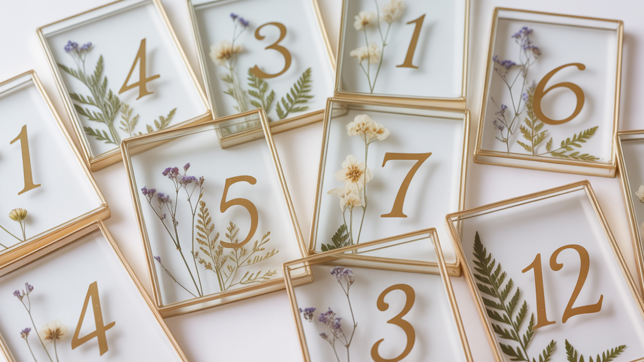 Wedding DIY Pressed Flower Table Numbers