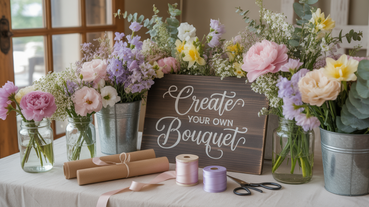 DIY Bridal Shower Bouquet Bar