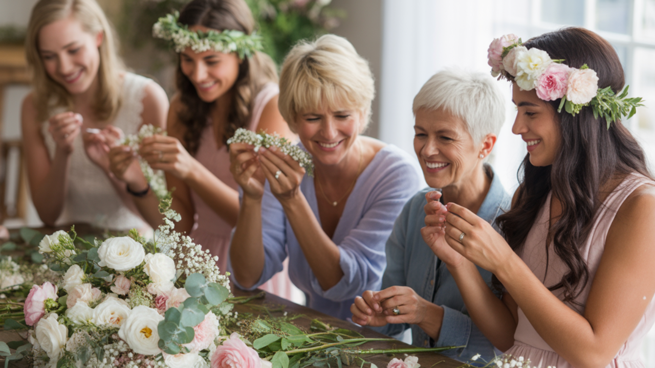 DIY Flower Crown Headband Bar for a Bridal Shower