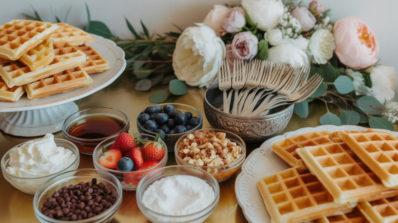 Wedding Interactive Food Station: DIY Brunch Waffle Bar