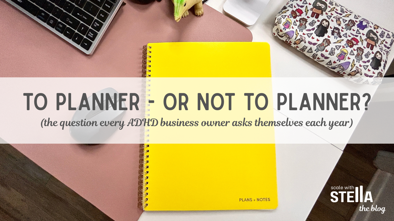 Picture of yellow planner on desk