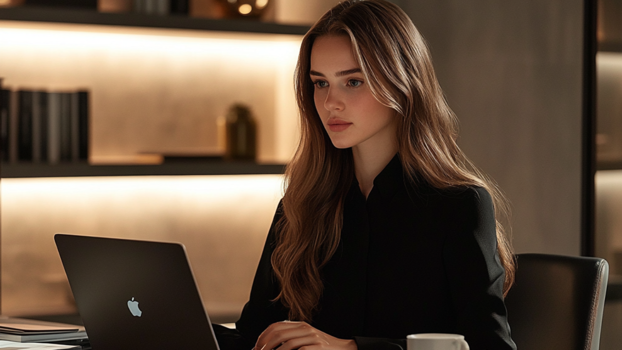 Creator working on her laptop