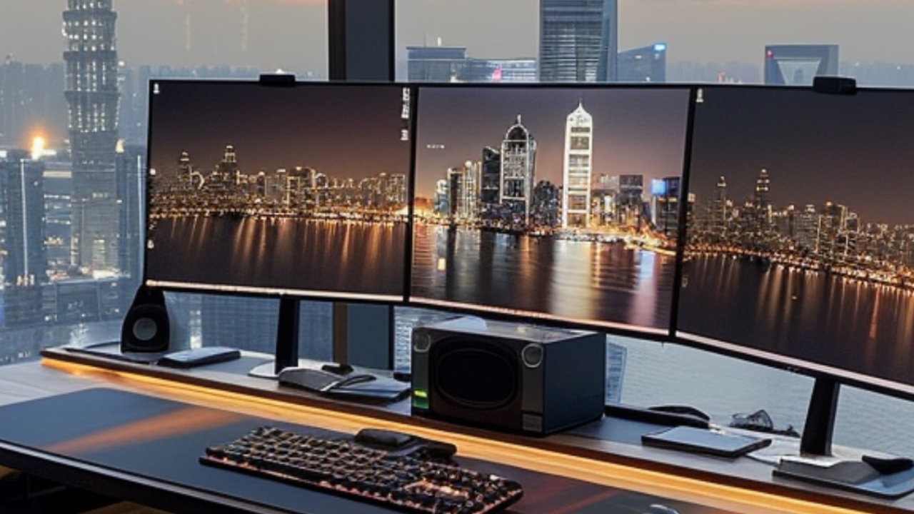 Luxury Office with computers and view