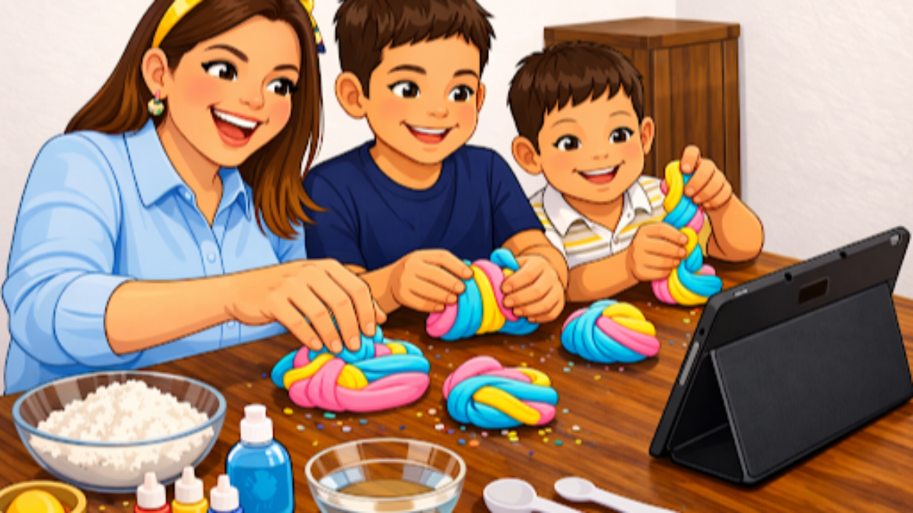 Bubble dough science activity in Spanish for kids learning through play