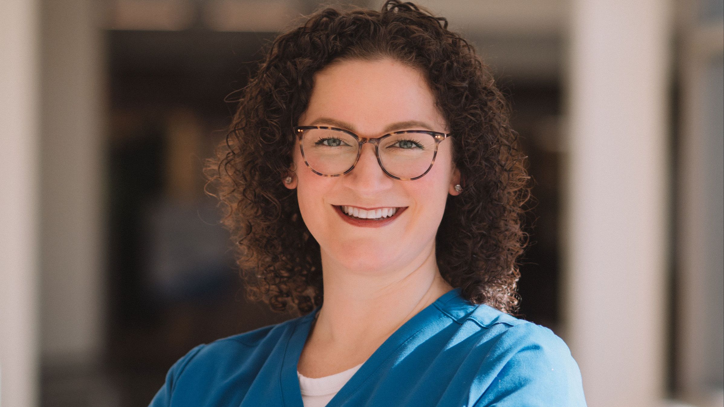 image of Margeaux Gregory in her scrubs at a hospital