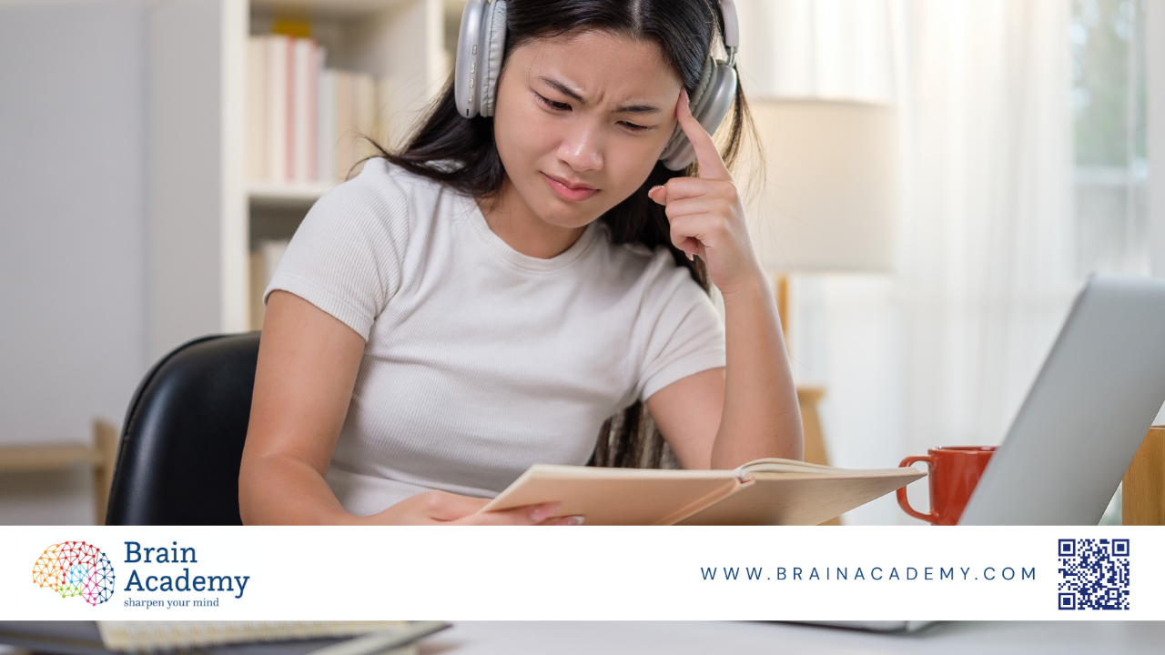 Person reflecting on personal growth while studying brain science and behavior patterns, representing neuroscience-based self-development.