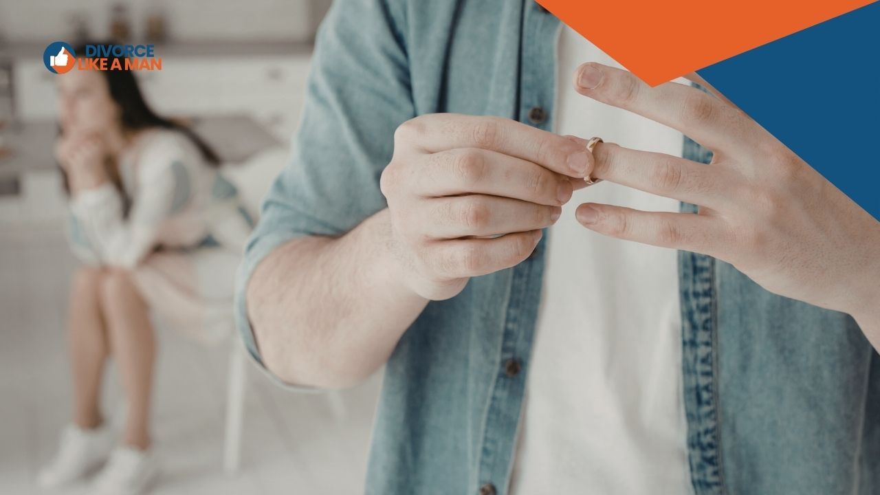 Man organizing divorce documents and calendar at a desk