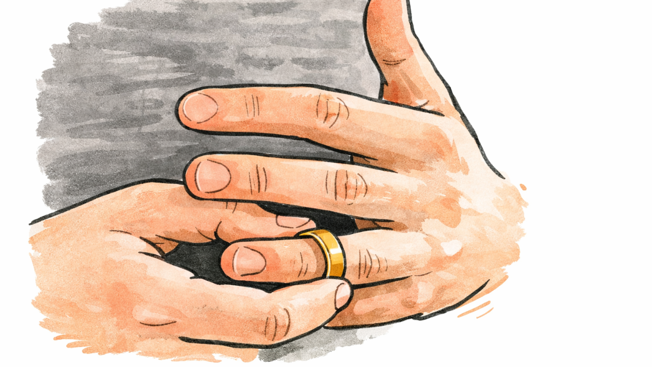Divorced man taking ring off