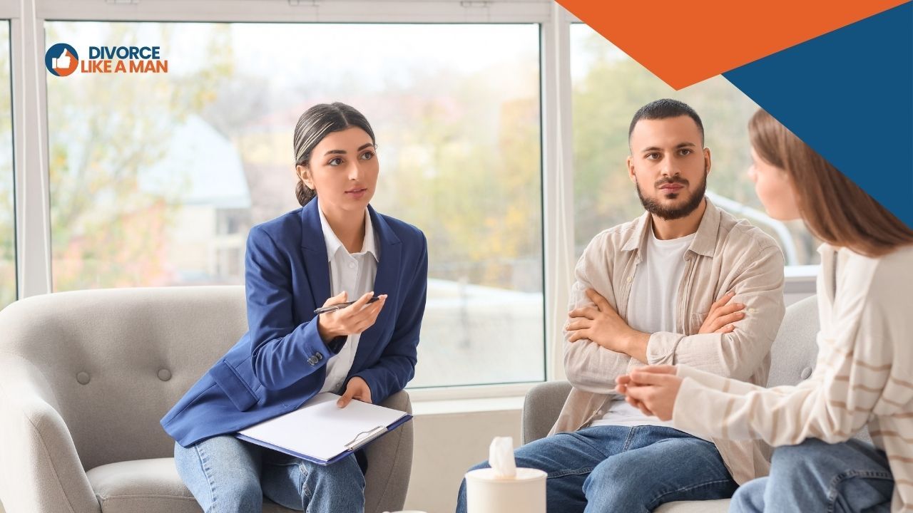 Man reviewing mediation notes with a mediator’s notepad and a cup of coffee