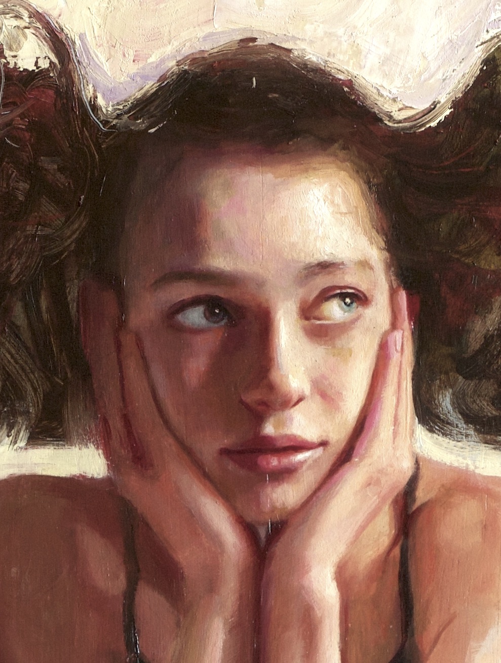 Portrait detail showing skin tones muted with Terre Verte