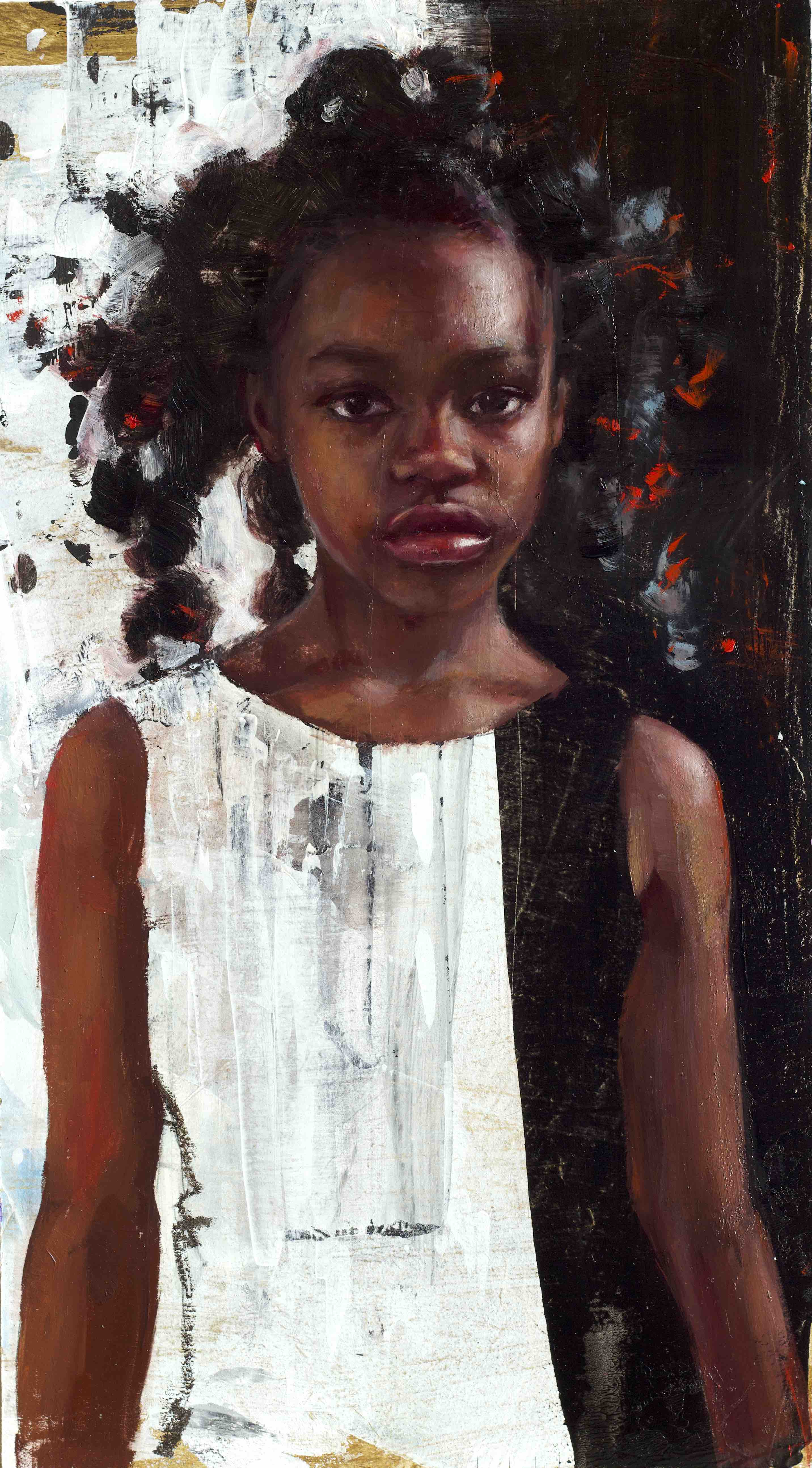 Portrait built with Ivory Black in the shadows, hair and darks