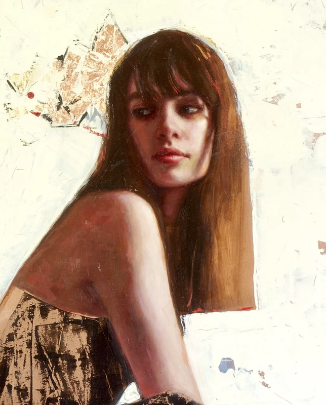Oil portrait by Rosso Emerald Crimson showing how the silhouette describes the type of hair