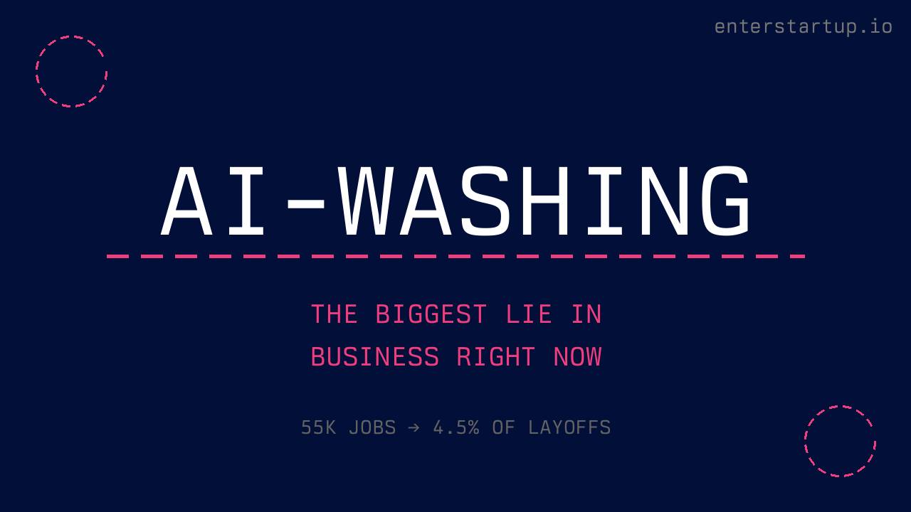 AI-washing is the biggest lie in business right now. Only 55,000 jobs, or 4.5 percent of 2025 layoffs, were actually caused by AI.