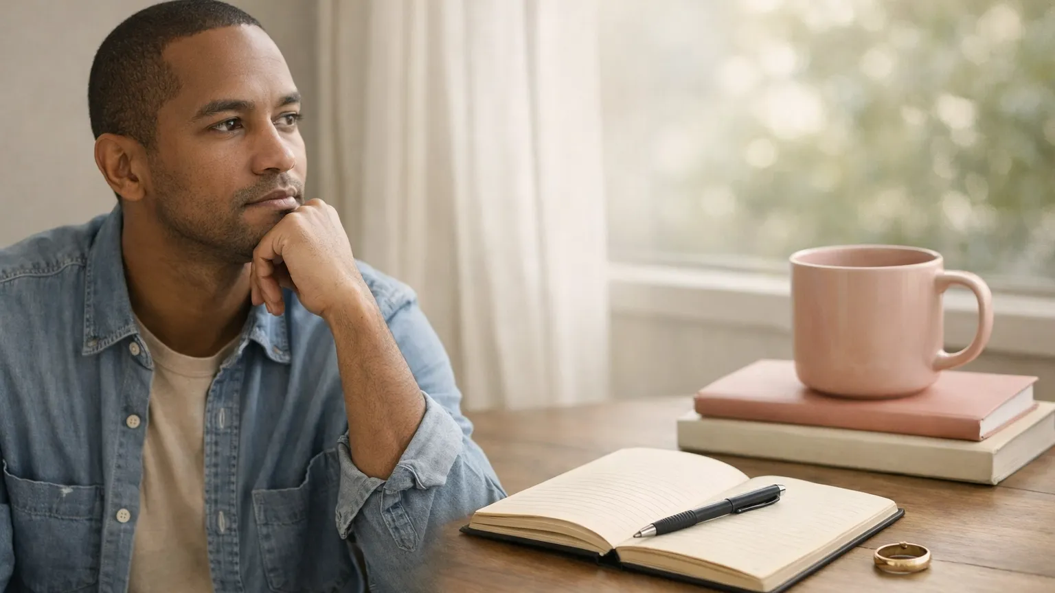 A man and woman in a focused conversation during a session for couples therapy in Ohio.