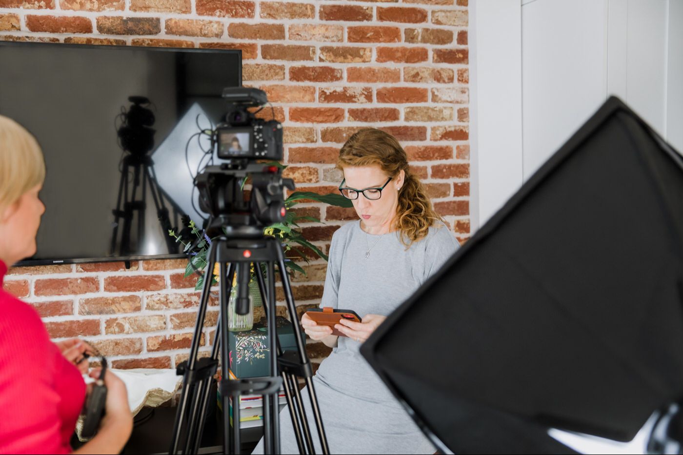 Person preparing for a presentation