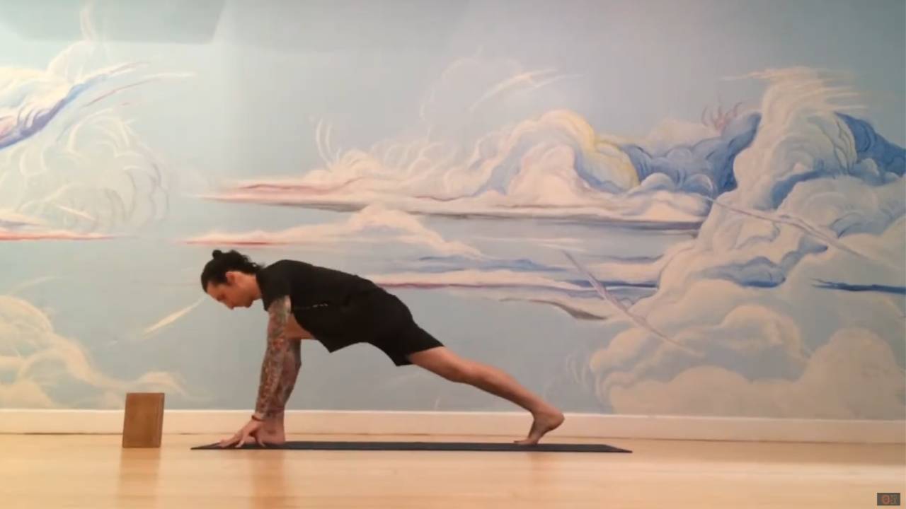 Person doing yoga lunge