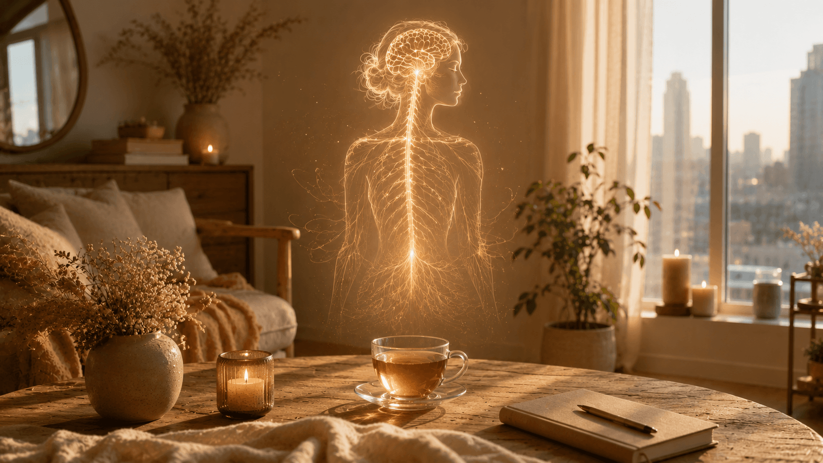 an out line of a woman's nervous system showing feminine energy?