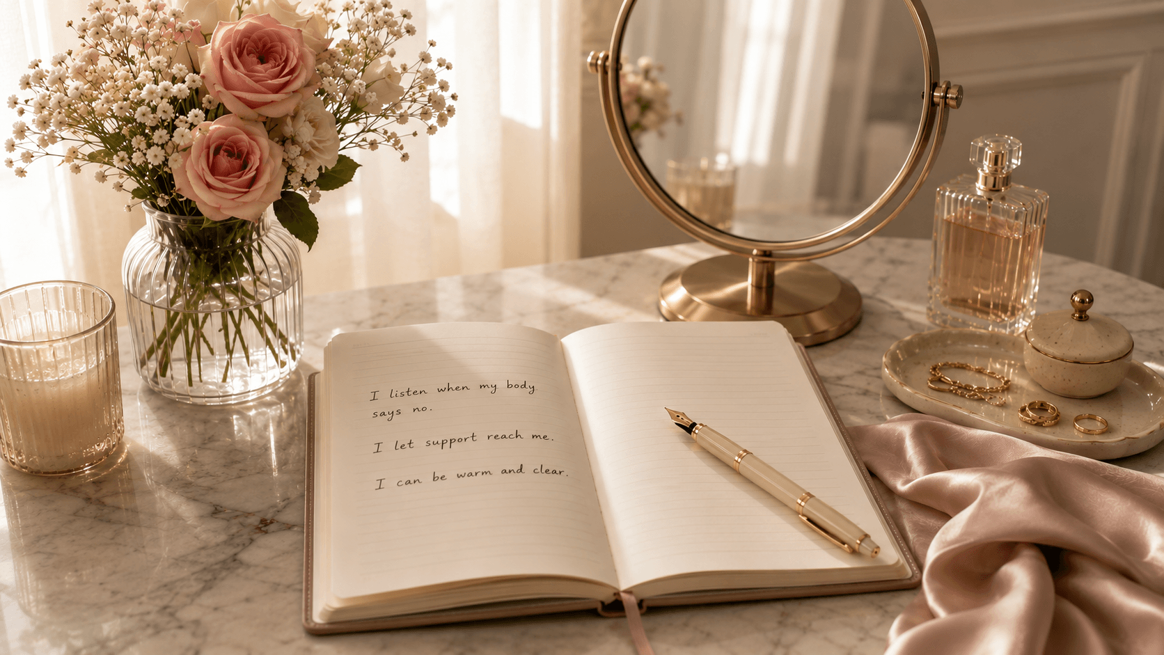 an open notebook on a table
