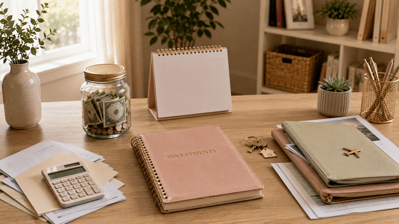 an investment notebook on a table