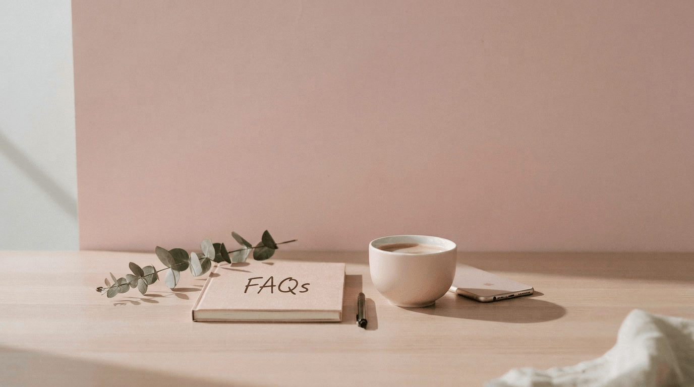 a notebook with a cover that says FAQ