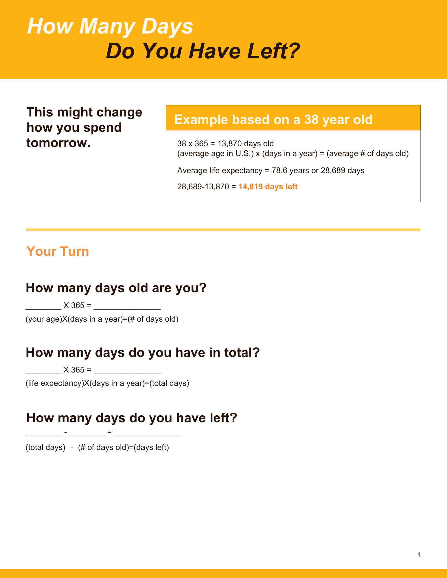 How Many Days Do You Have Left calculation chart