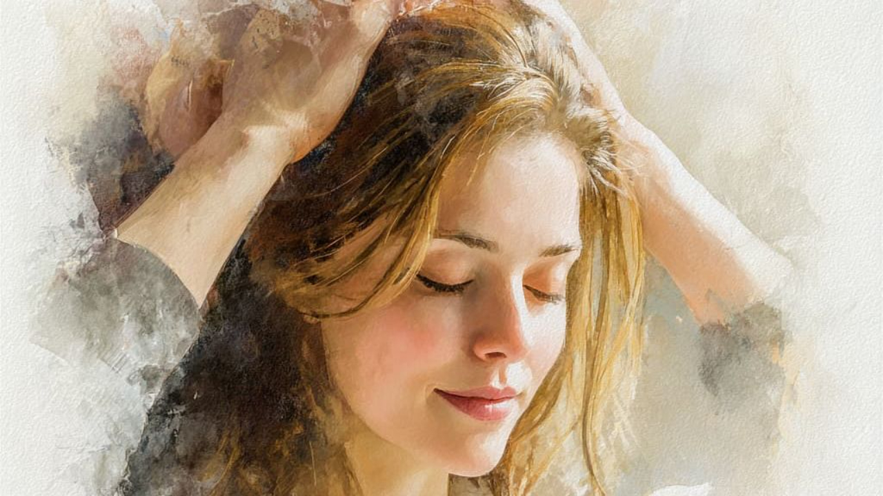 Woman recieving a scalp massage