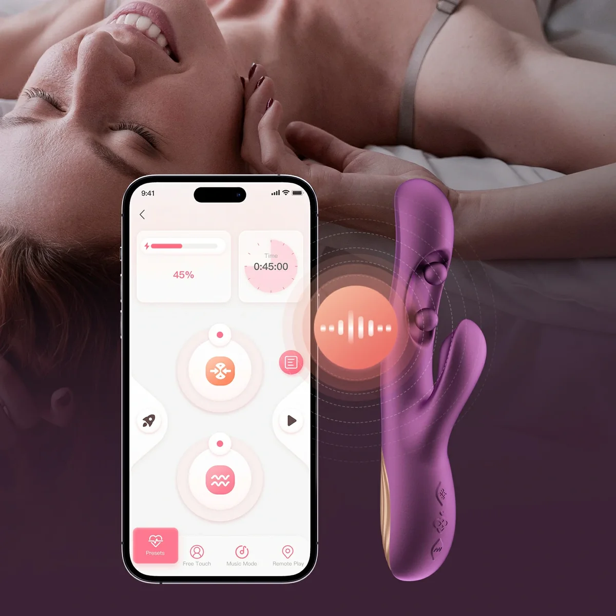 App-controlled rabbit vibrator with dual G-spot and clitoral stimulation