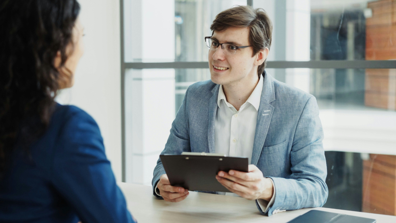 man having discussion