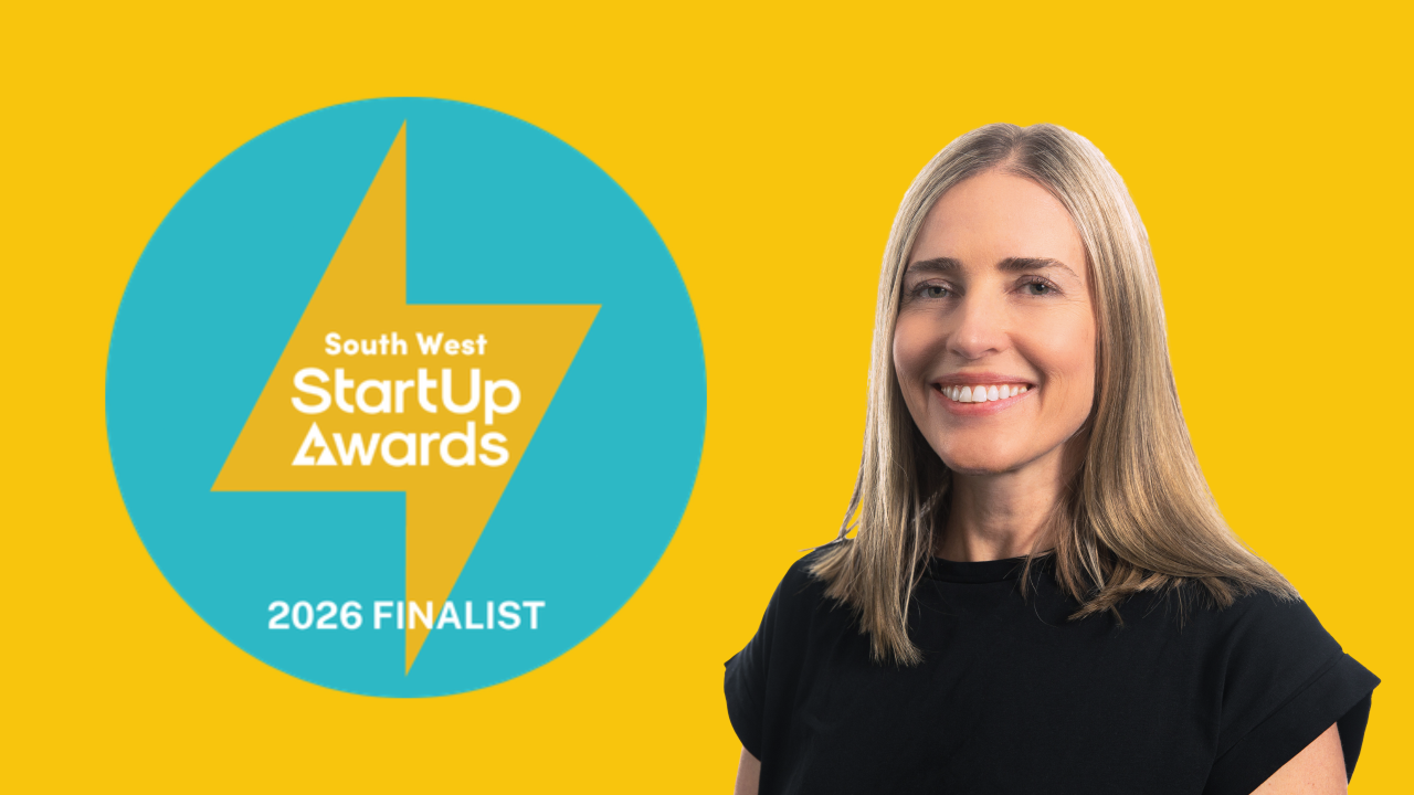 Heather Baker and the startup awards logo