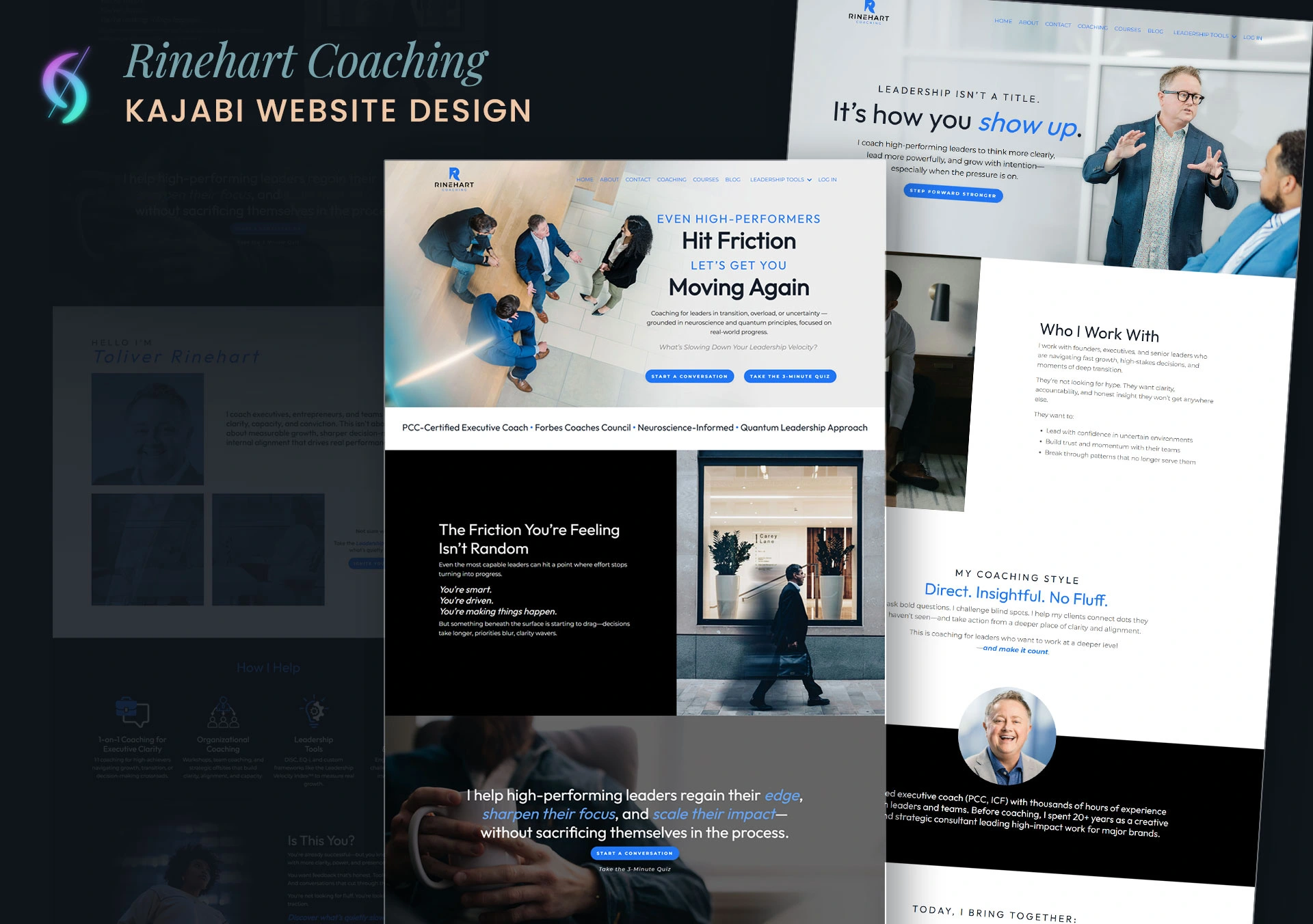 Best Kajabi custom website design for Rinehart Coaching by Toliver Rinehart, built by Dianne Empeynado