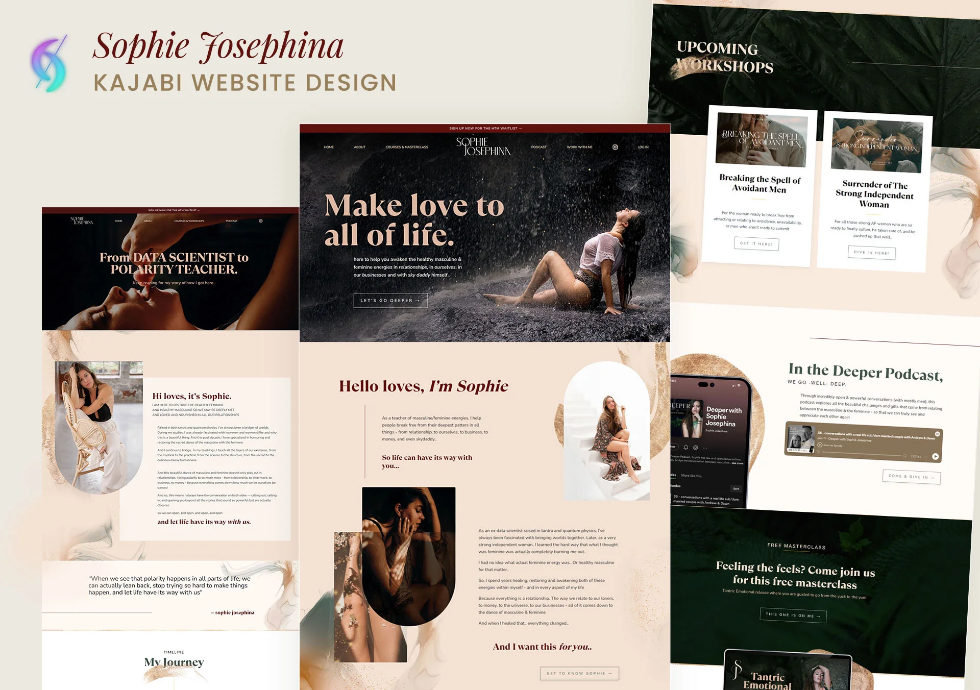 Best Kajabi custom website design for Sophie Josephina, built by Dianne Empeynado