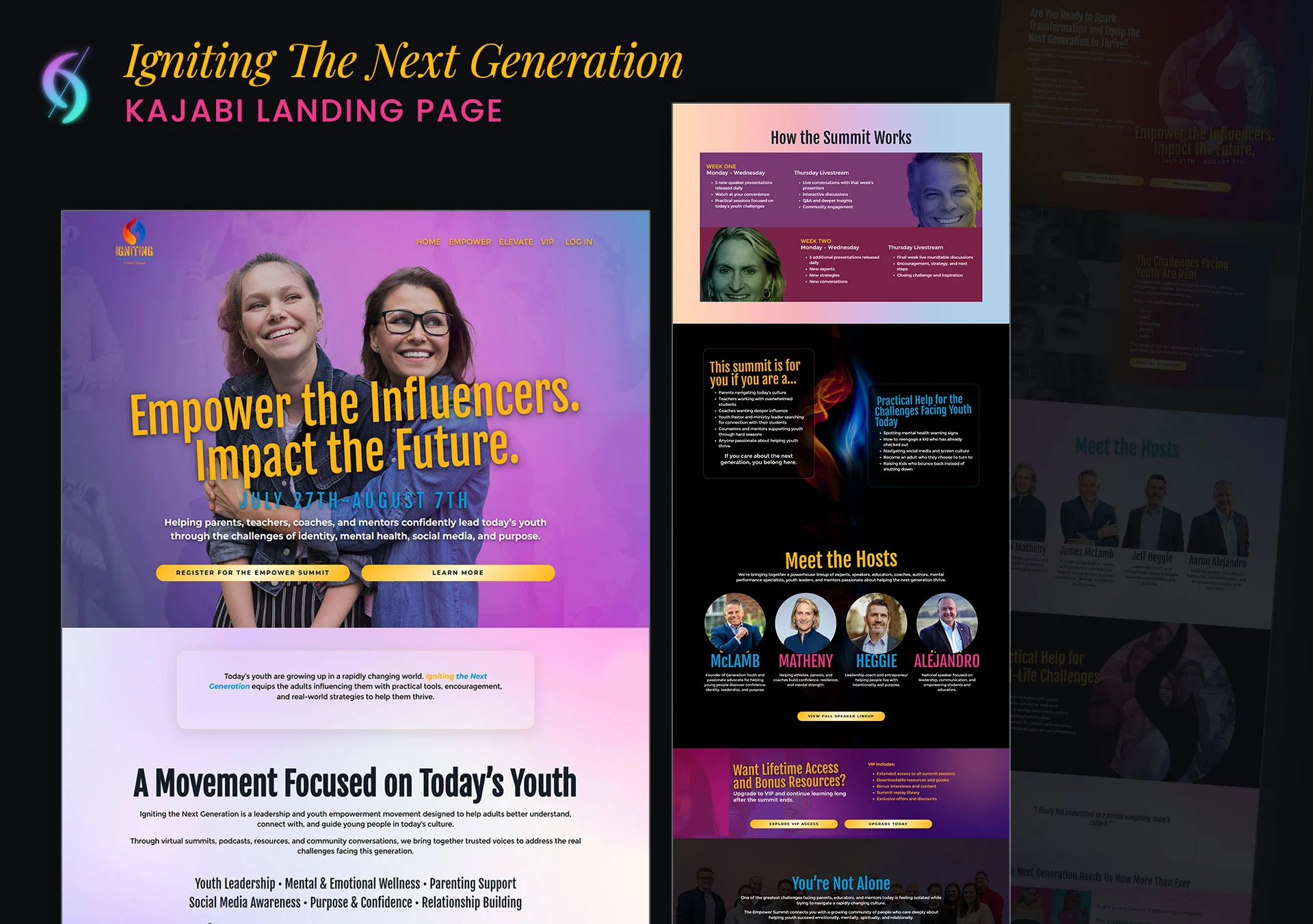 Best Kajabi custom website design and migration for Generation Youth by James McLamb, built by Dianne Empeynado