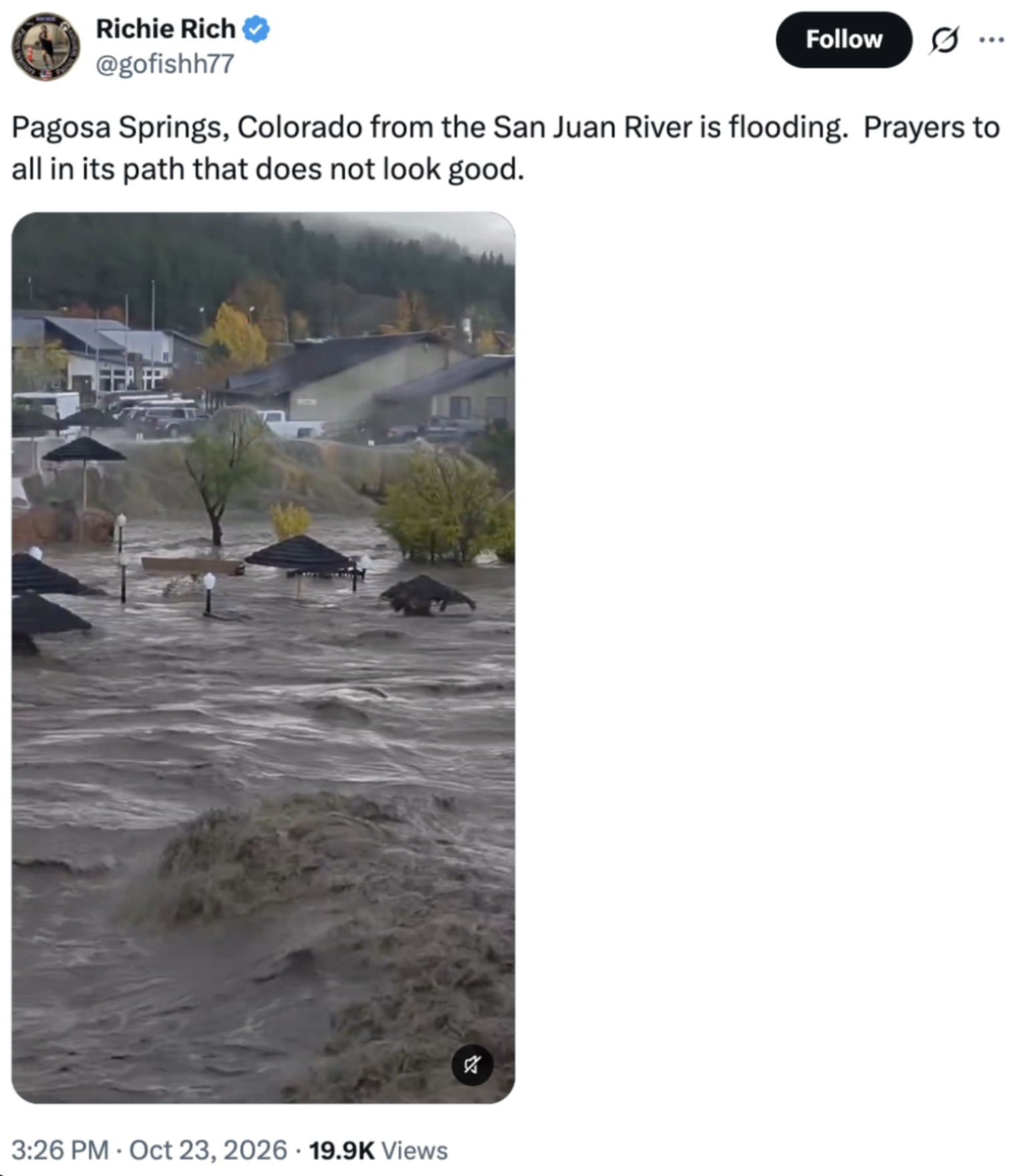 Screenshot: National Guard Rescues and Mass Evacuations in Colorado and New Mexico: Pagosa Springs: "We Have No Way In or Out"